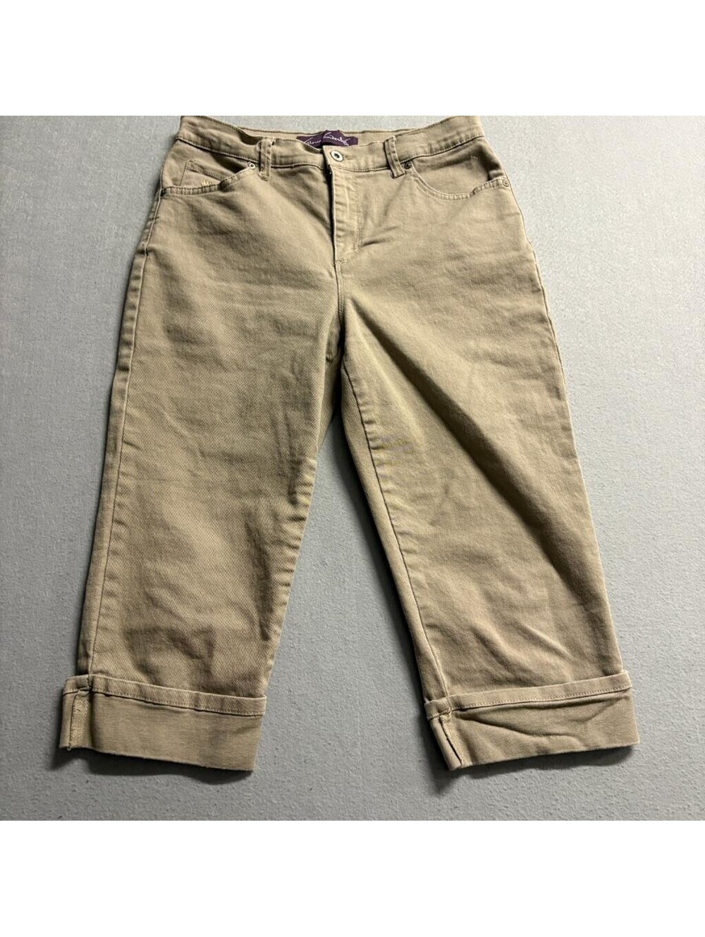 Gloria Vanderbilt Amanda Capri Jeans Womens Size 8 Khaki Brown Stretch Denim